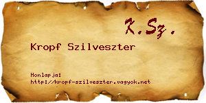 Kropf Szilveszter névjegykártya
